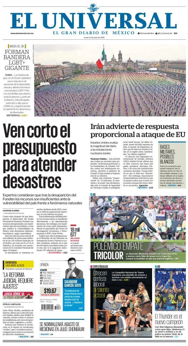 Portada de El Universal
