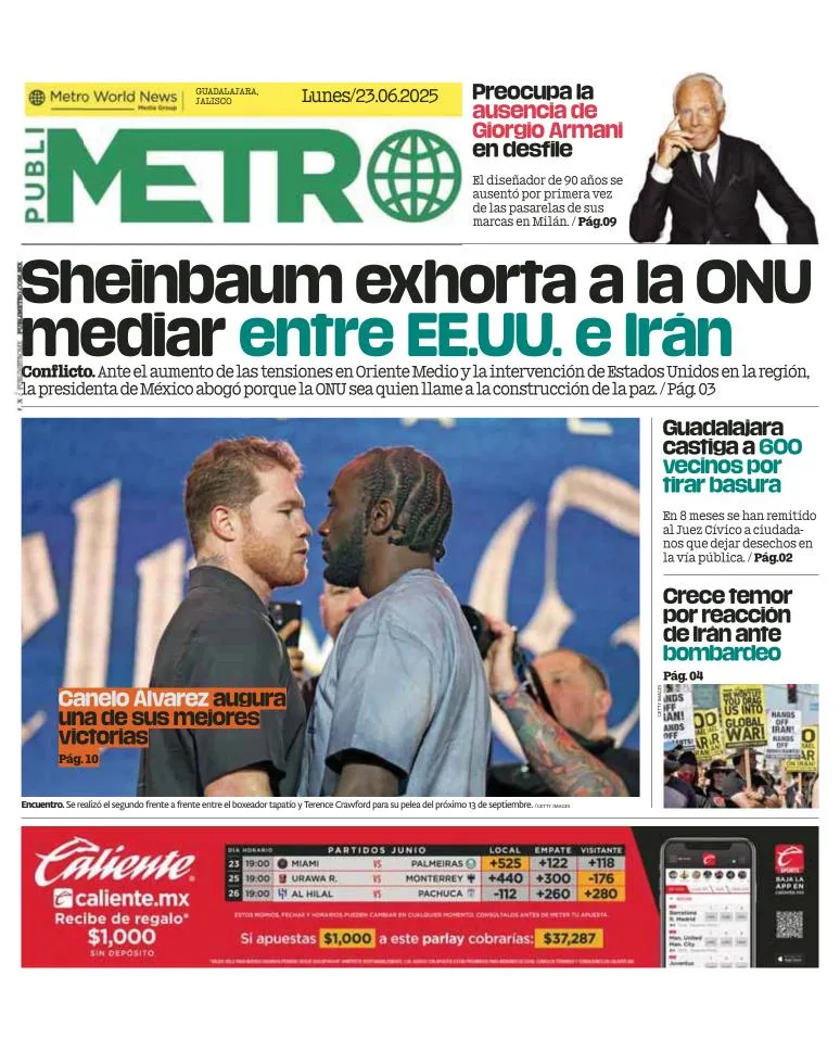 Portada de Publimetro Guadalajara del 2025-06-23
