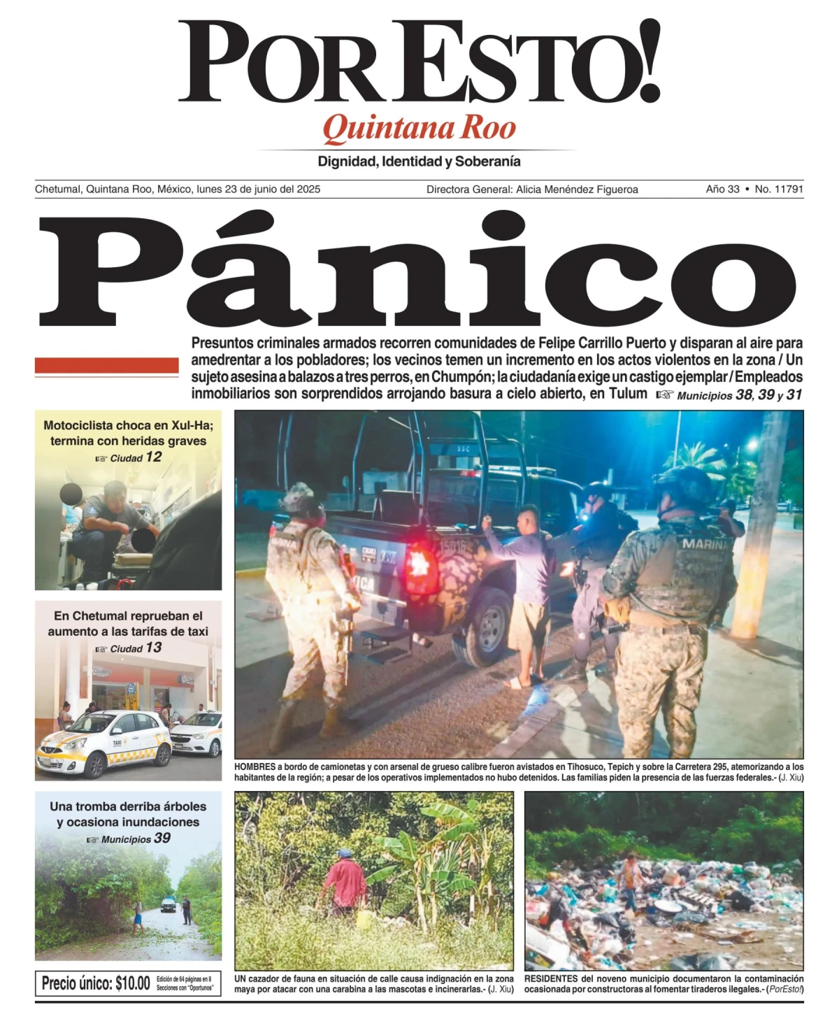 Portada de Por Esto (quintana Roo Chetumal) del lunes, 23 de junio de 2025