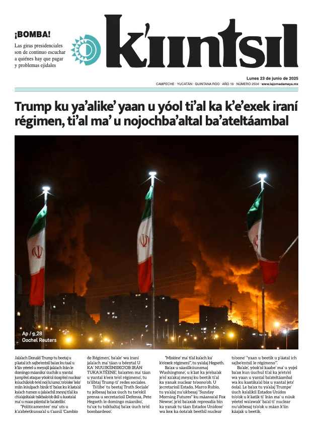 Portada de La Jornada - Kiintsil del lunes, 23 de junio de 2025
