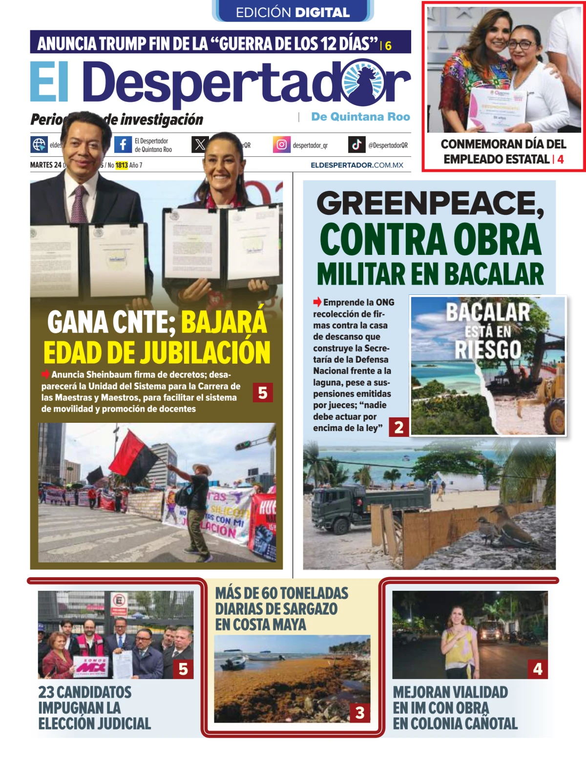 Portada de El Despertador de Quintana Roo
