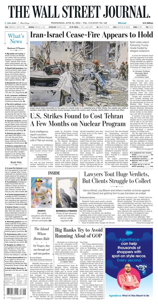 Portada de The Wall Street Journal