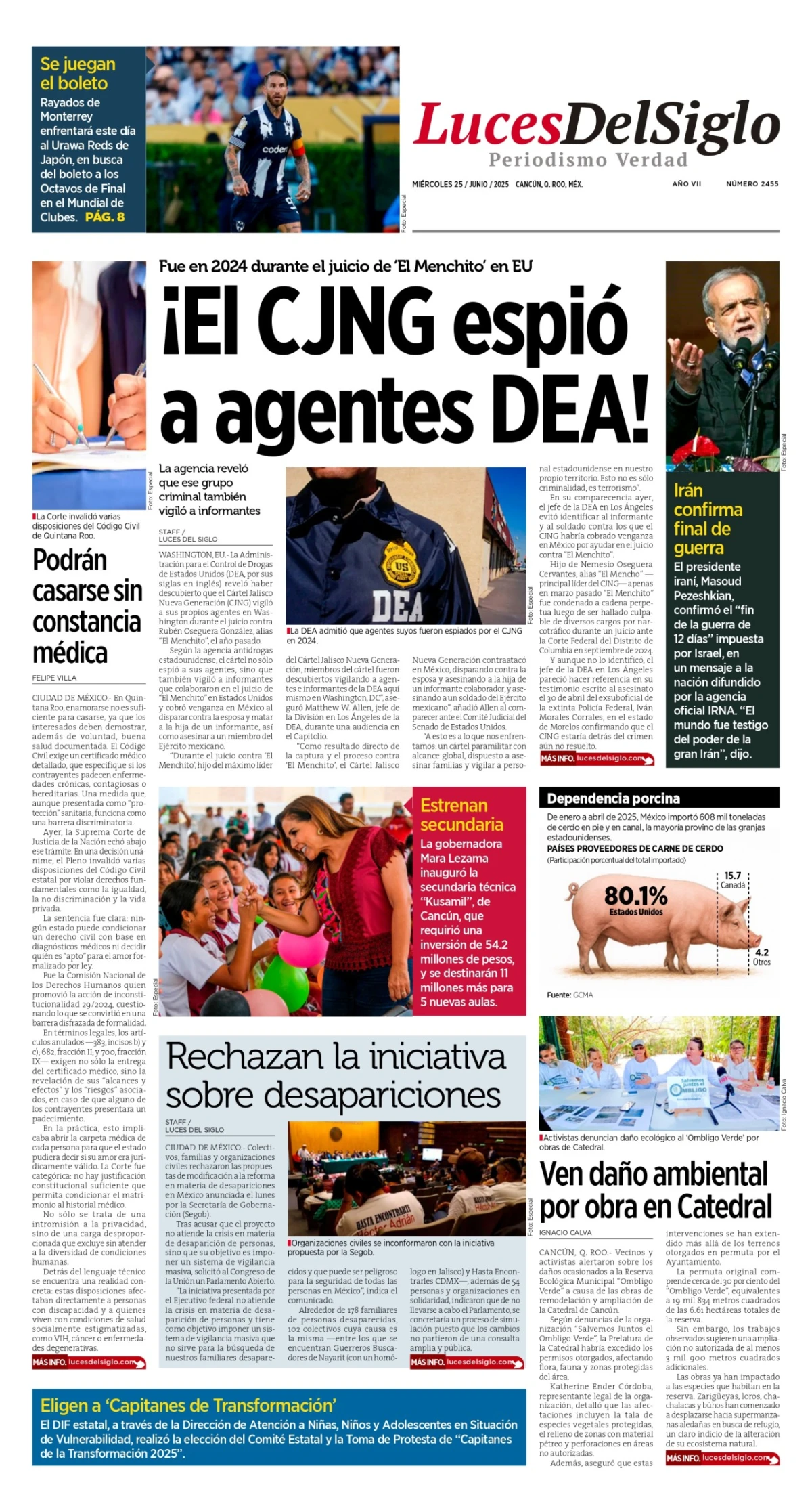 Portada de Luces del Siglo del miércoles, 25 de junio de 2025