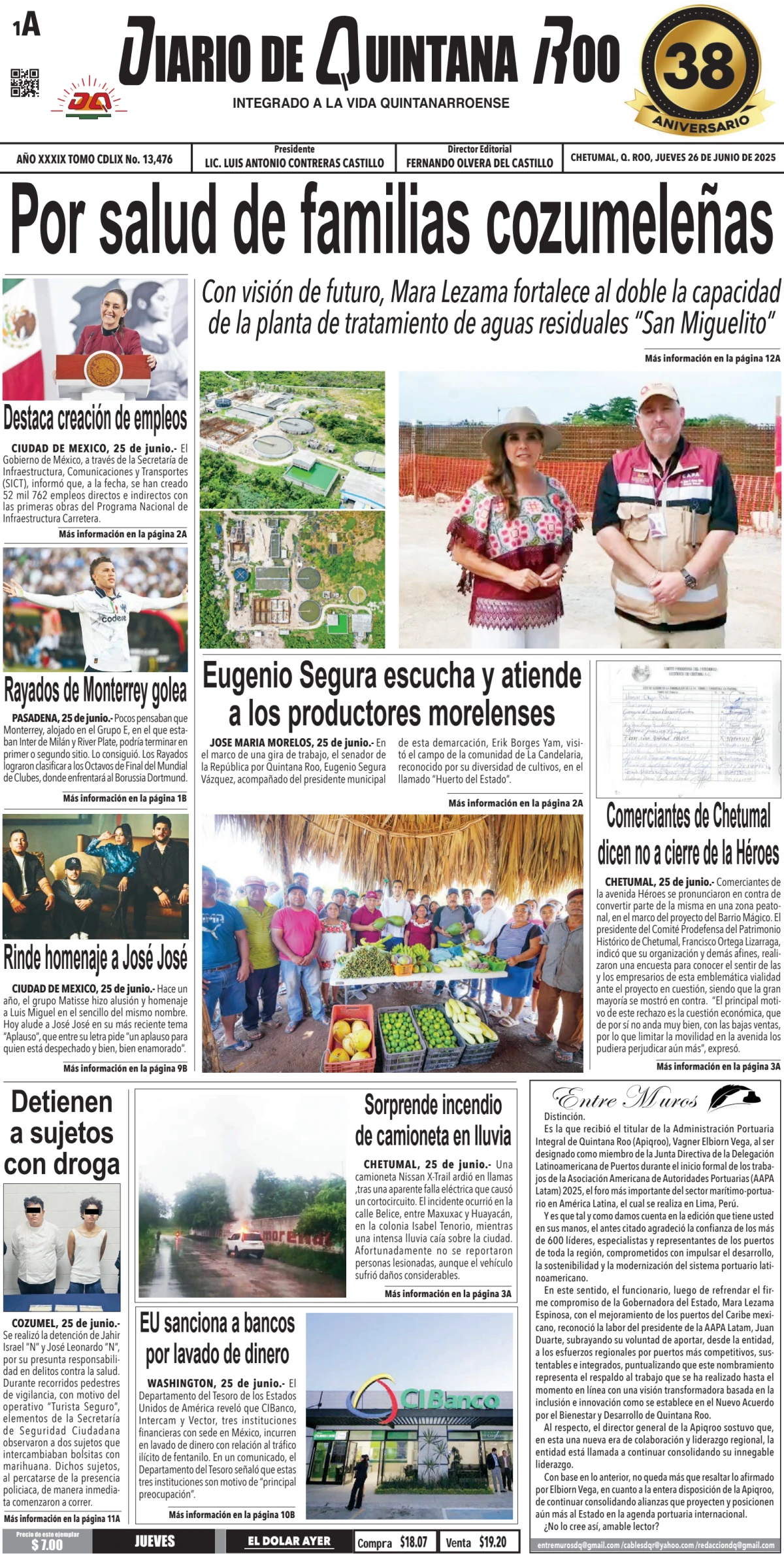 Portada de Diario de Quintana Roo (portada)