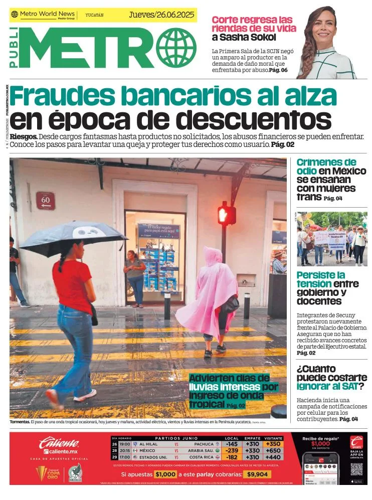 Portada de Publimetro Merida del jueves, 26 de junio de 2025