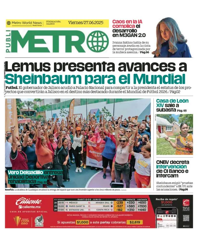 Portada de Publimetro Guadalajara del 2025-06-27