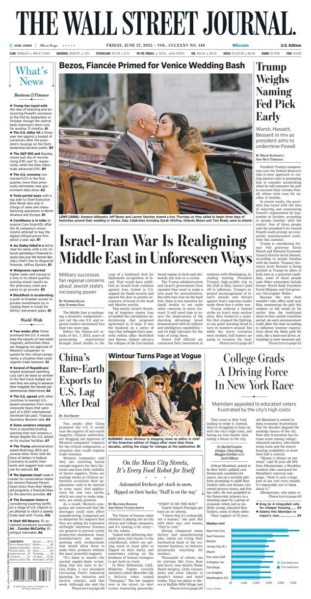 Portada de The Wall Street Journal