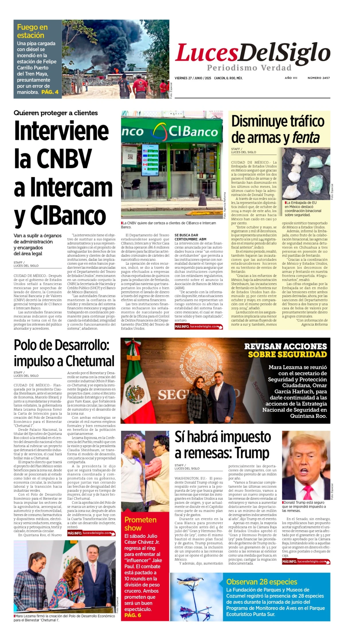 Portada de Luces del Siglo del viernes, 27 de junio de 2025