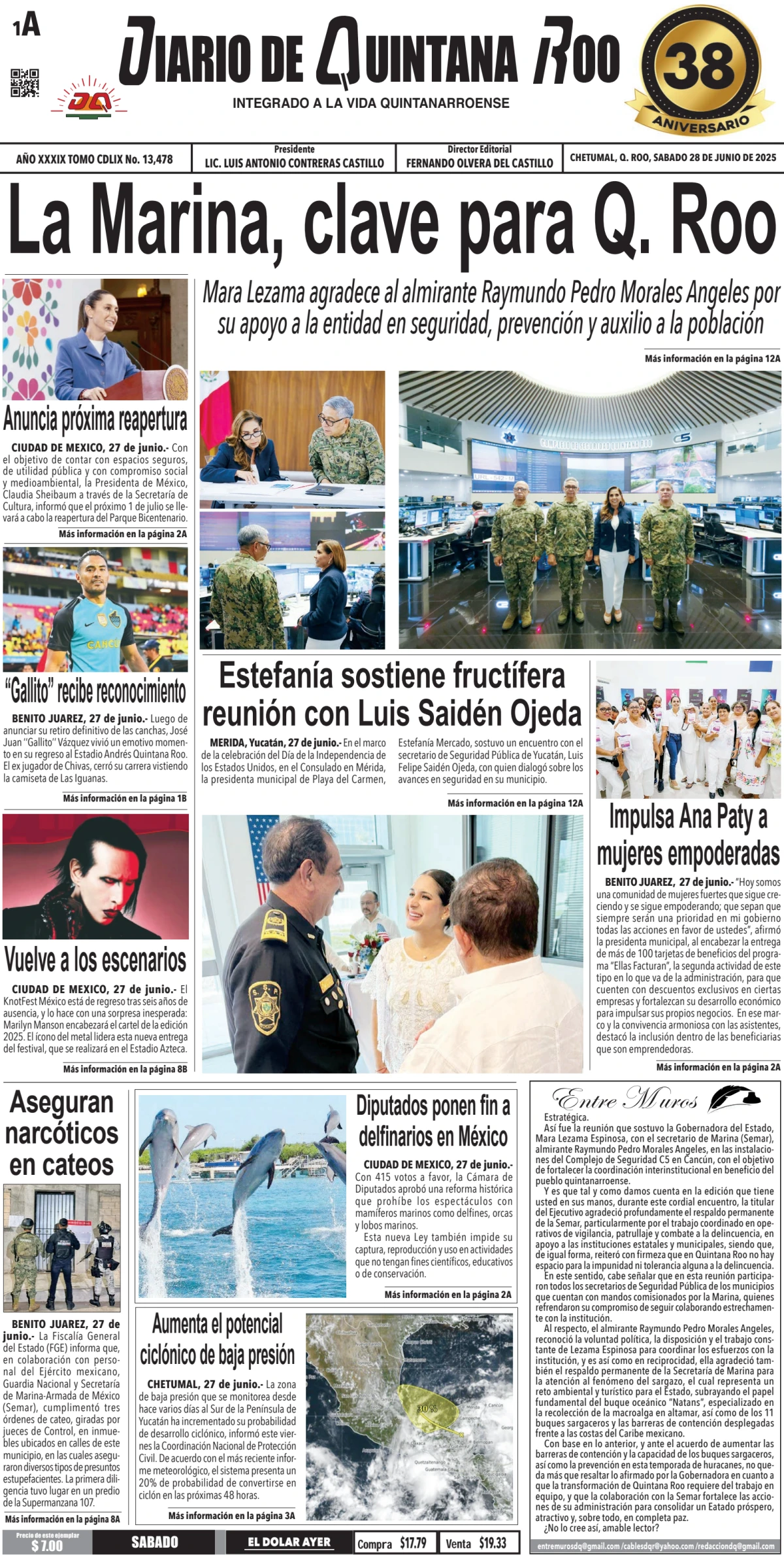 Portada de Diario de Quintana Roo (portada)