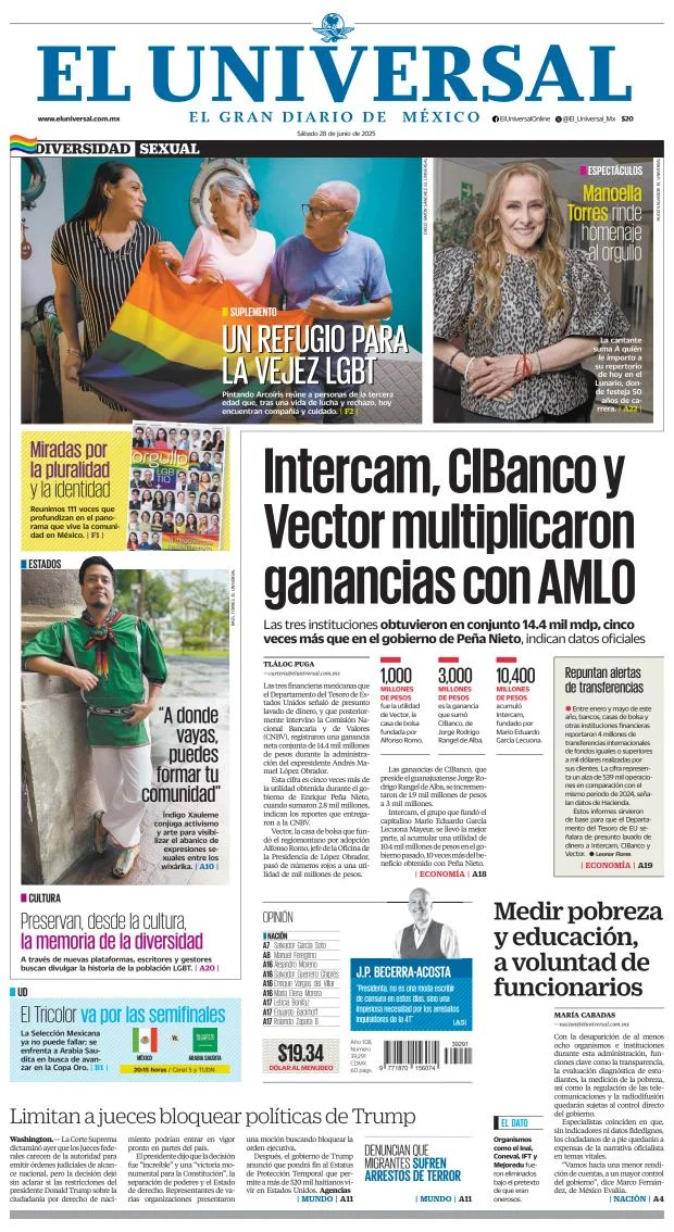 Portada de El Universal