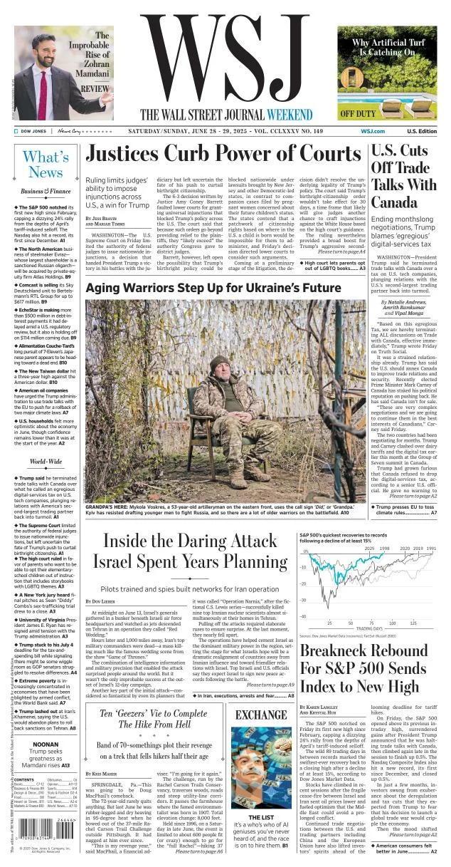 Portada de The Wall Street Journal