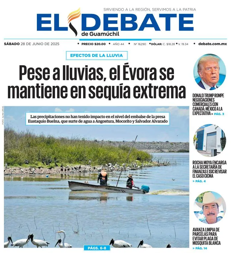 Portada de El Debate de Guamuchil del sábado, 28 de junio de 2025