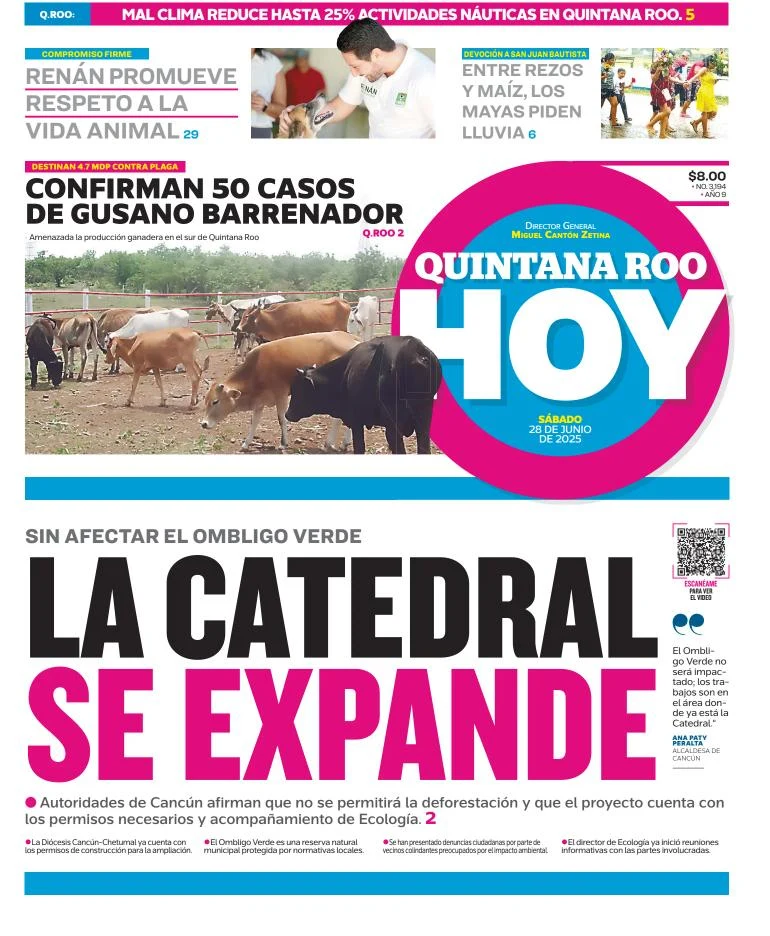 Portada de Quintana Roo Hoy del sábado, 28 de junio de 2025
