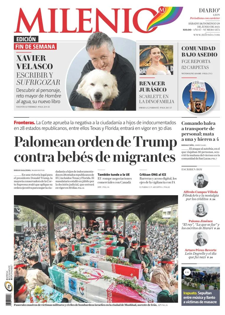 Portada de Milenio Leon del sábado, 28 de junio de 2025