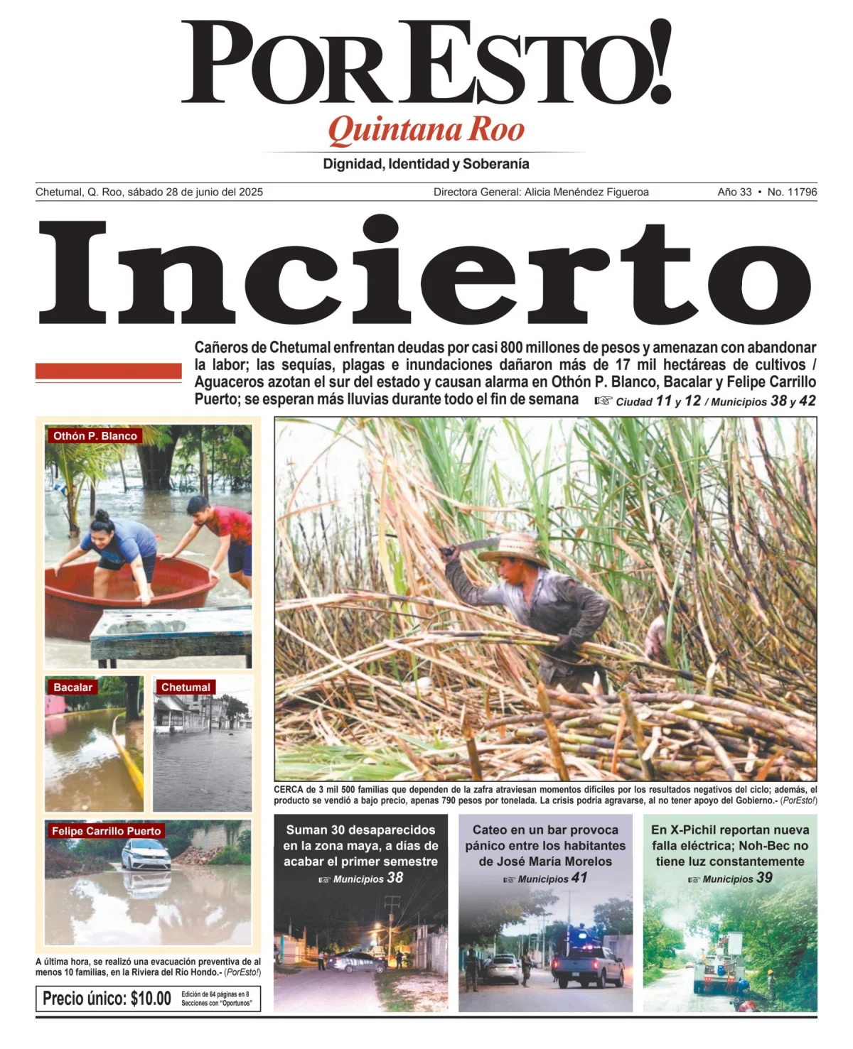 Portada de Por Esto (quintana Roo Chetumal) del sábado, 28 de junio de 2025