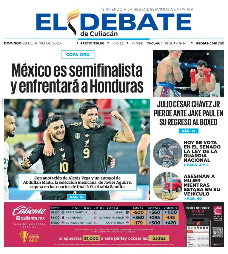 Portada de El Debate de Culiacan