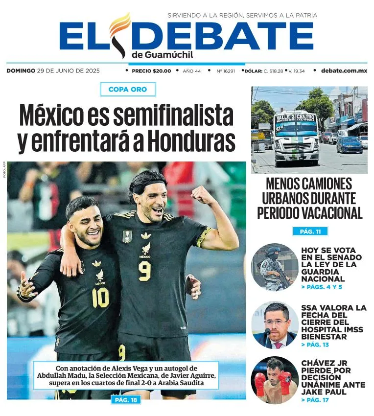 Portada de El Debate de Guamuchil