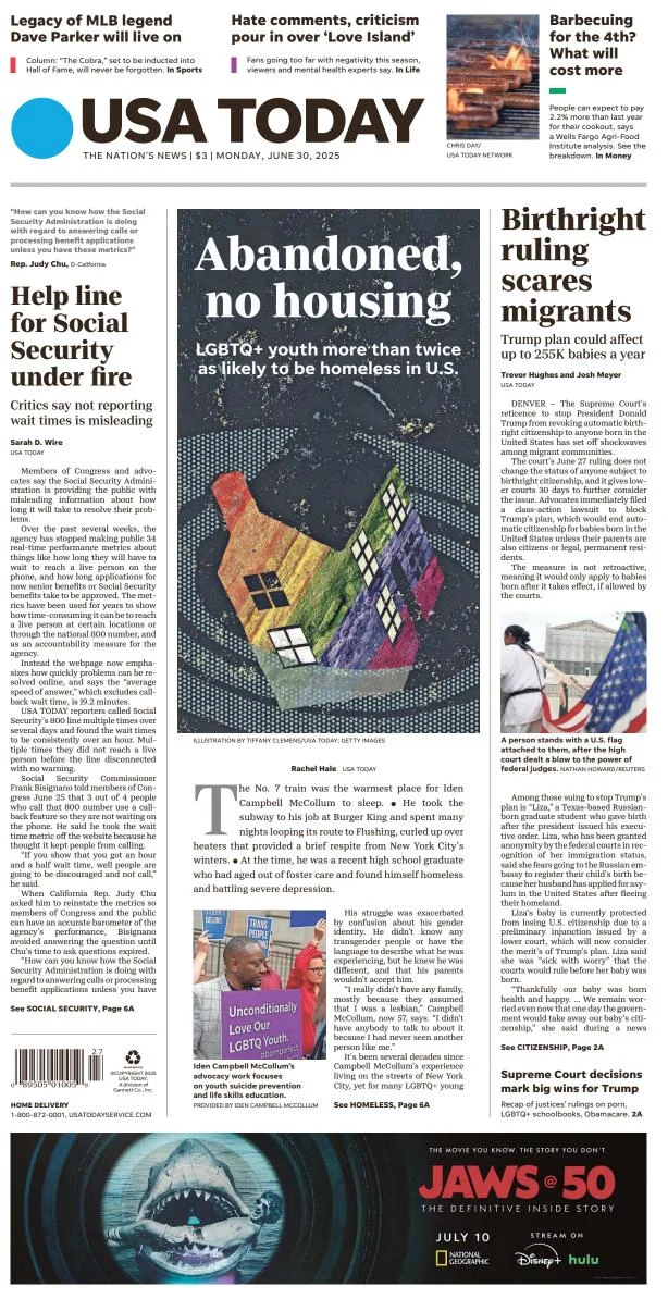 Portada de Usa Today