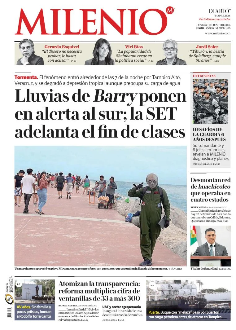 Portada de Milenio Tamaulipas del lunes, 30 de junio de 2025