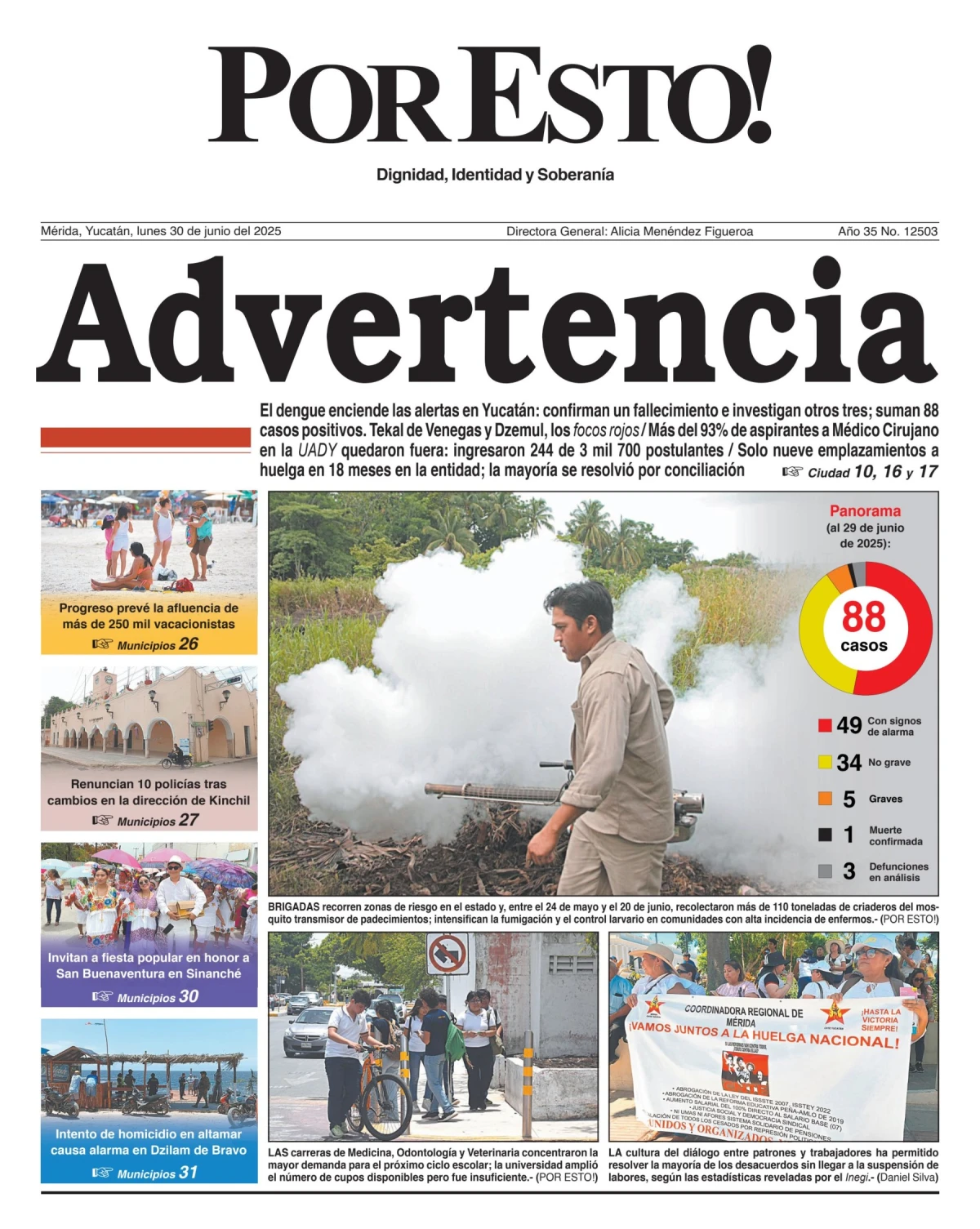 Portada de Por Esto (merida, Yucatan) del lunes, 30 de junio de 2025