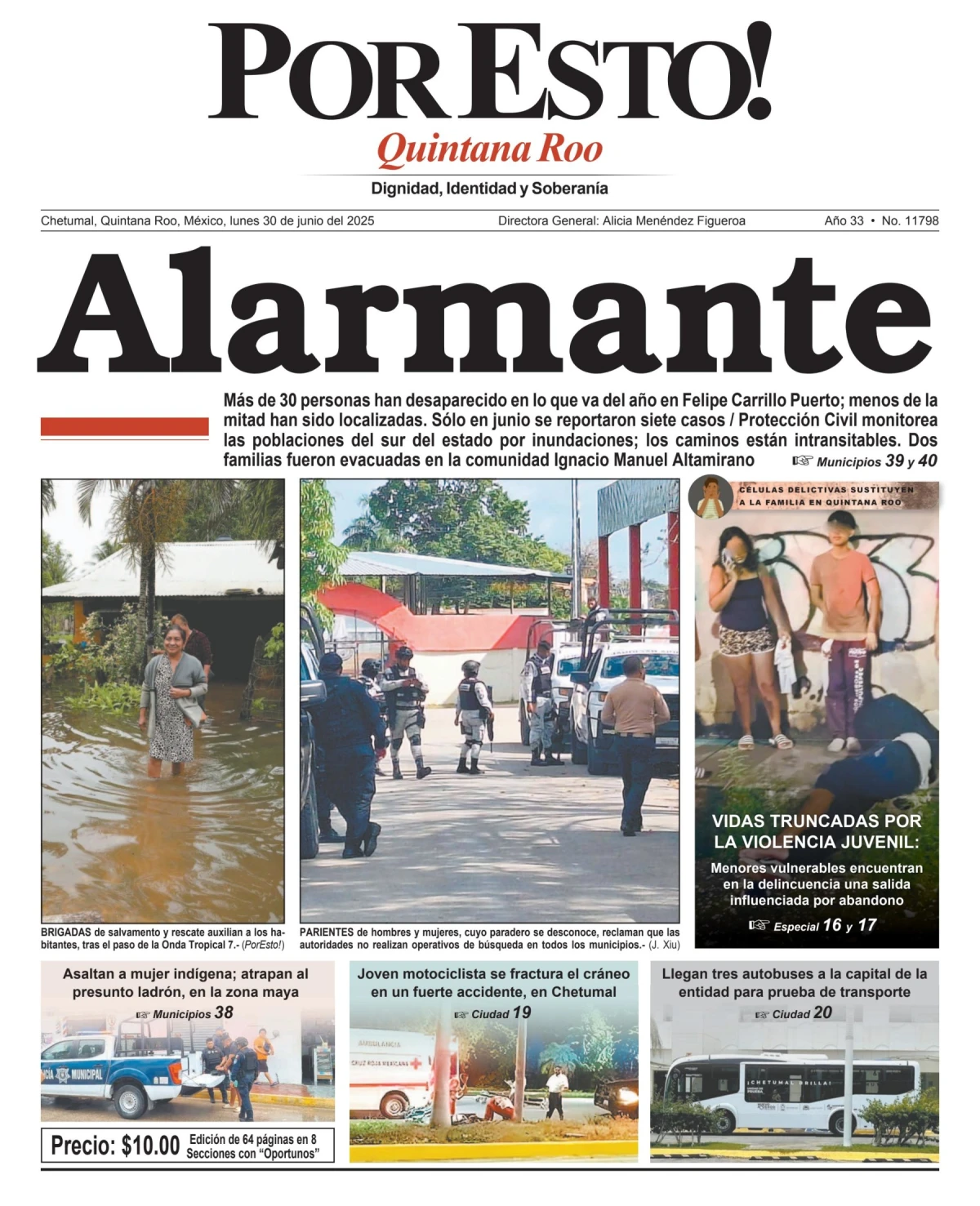 Portada de Por Esto (quintana Roo Chetumal) del lunes, 30 de junio de 2025