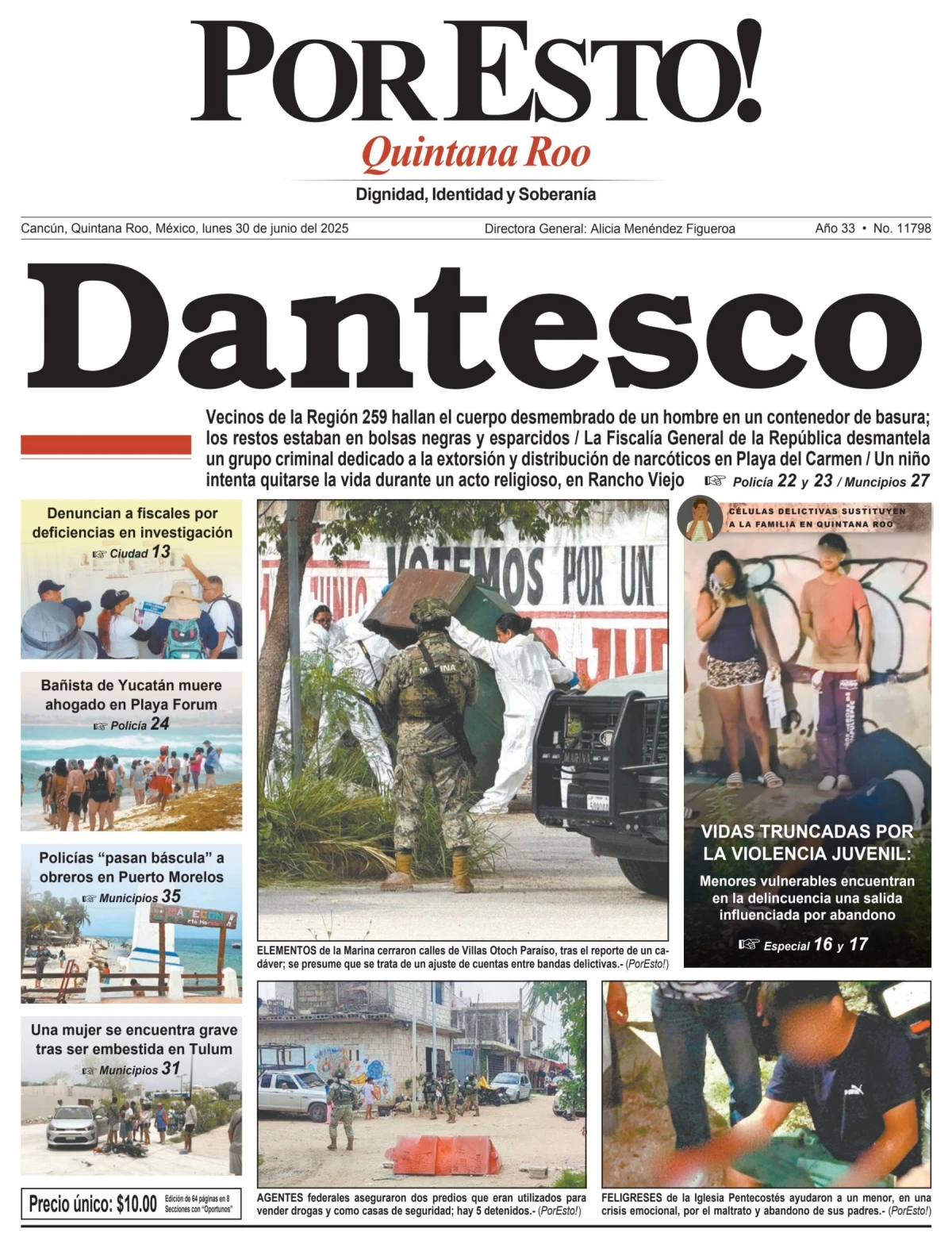Portada de Por Esto (quintana Roo Cancun) del lunes, 30 de junio de 2025