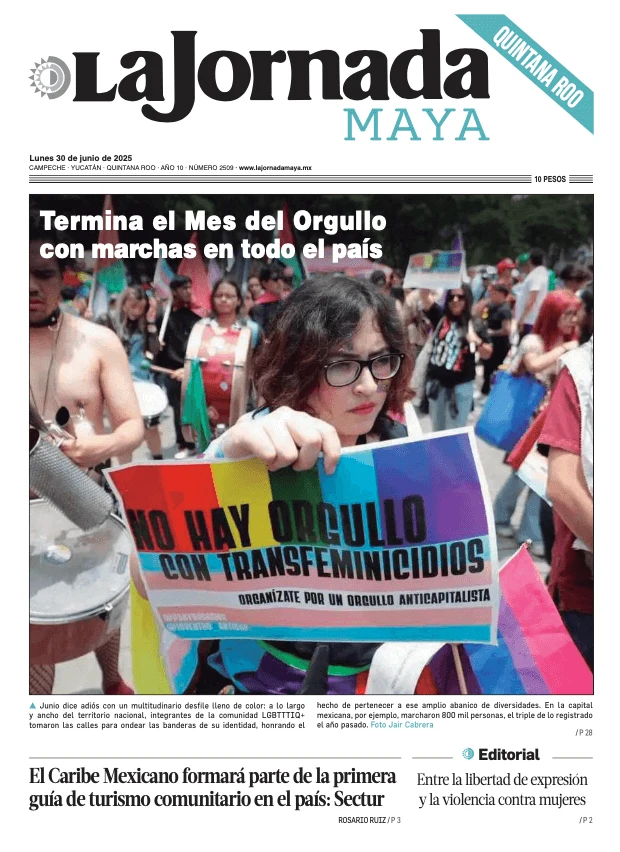 Portada de La Jornada Maya Quintana Roo del lunes, 30 de junio de 2025