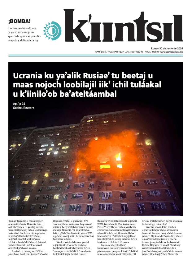Portada de La Jornada - Kiintsil del lunes, 30 de junio de 2025