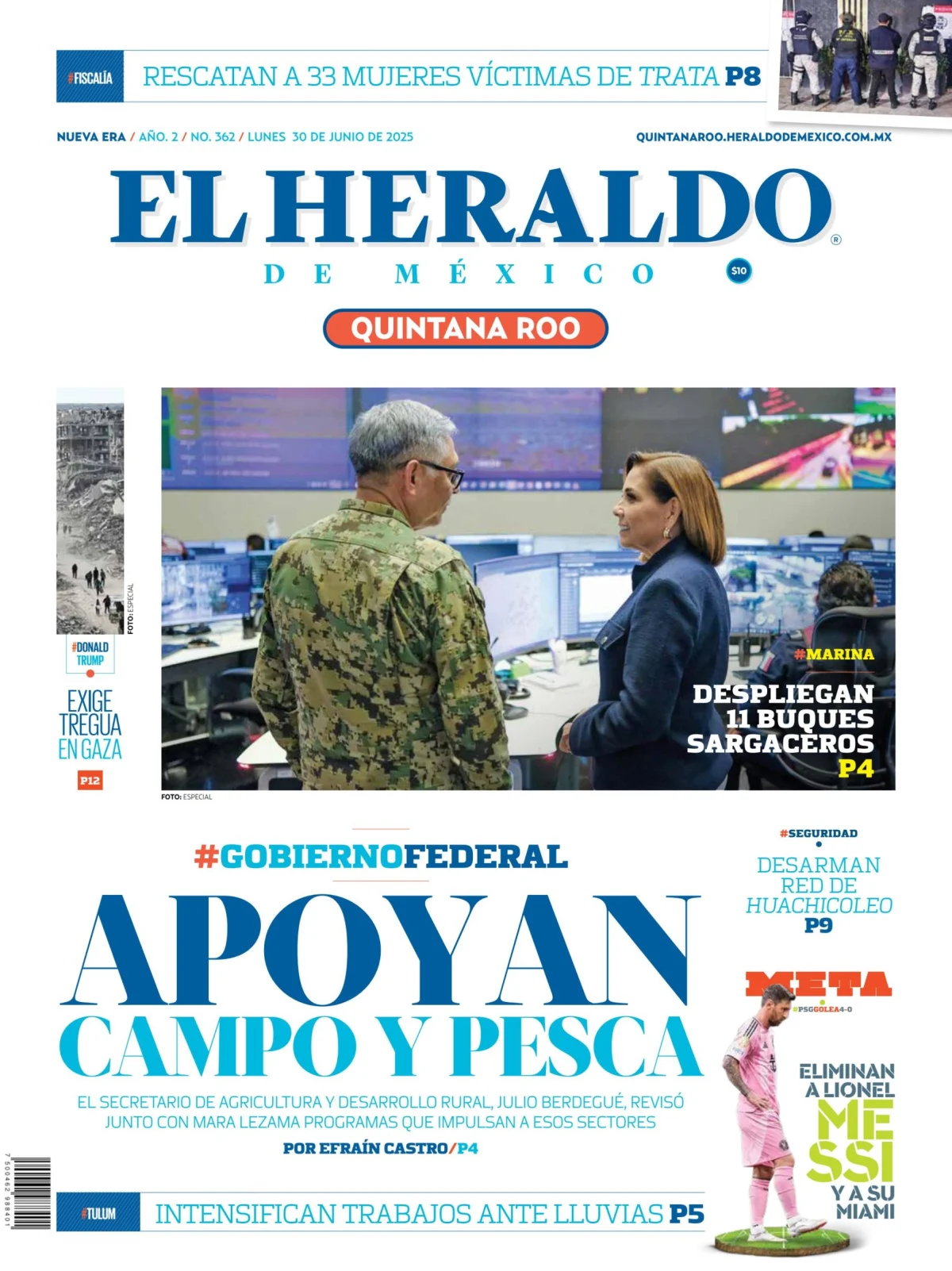 Portada de El Heraldo de Mexico - Quintana Roo del lunes, 30 de junio de 2025
