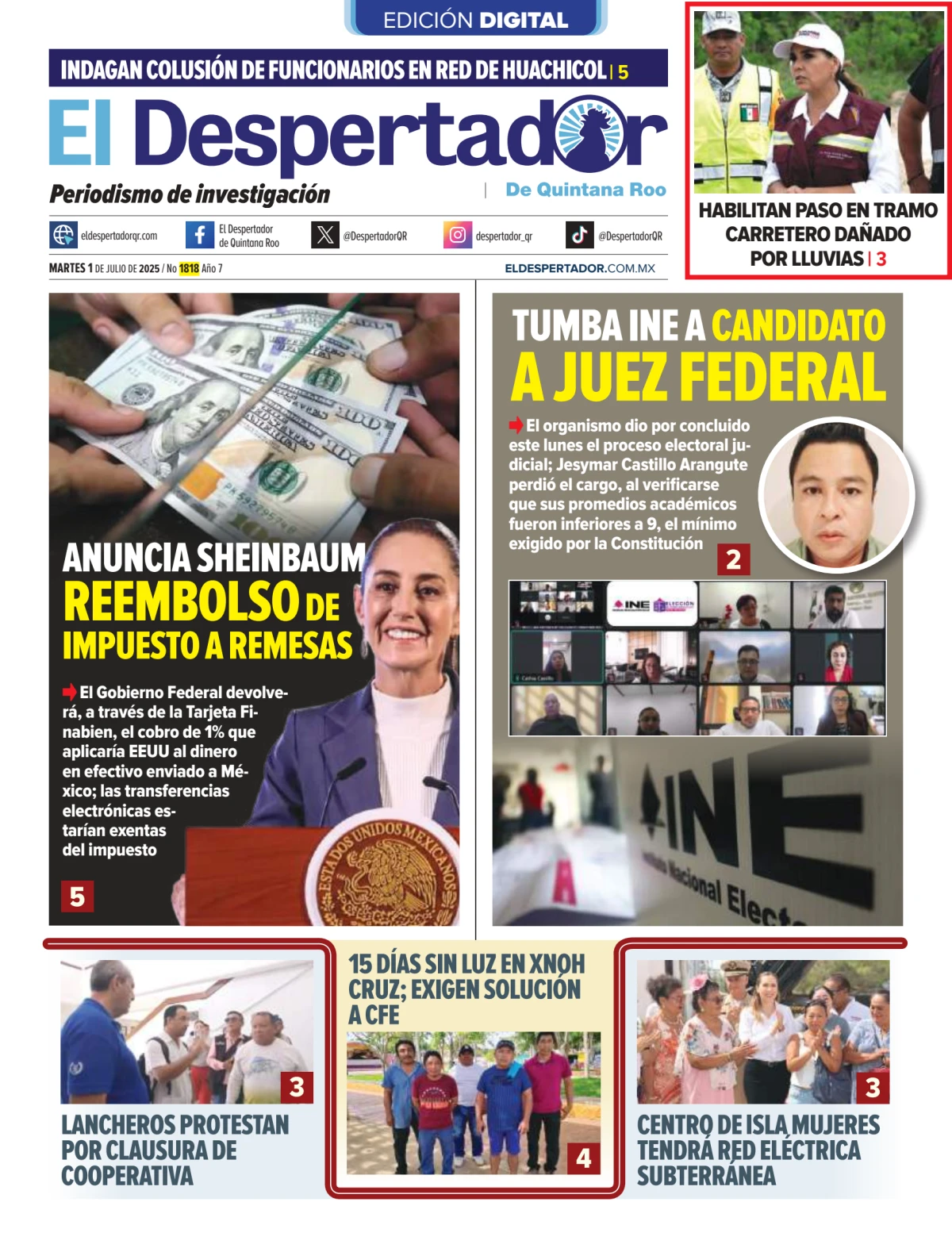 Portada de El Despertador de Quintana Roo