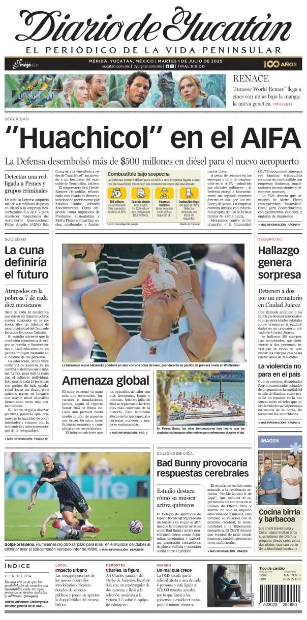 Portada de Diario de Yucatán