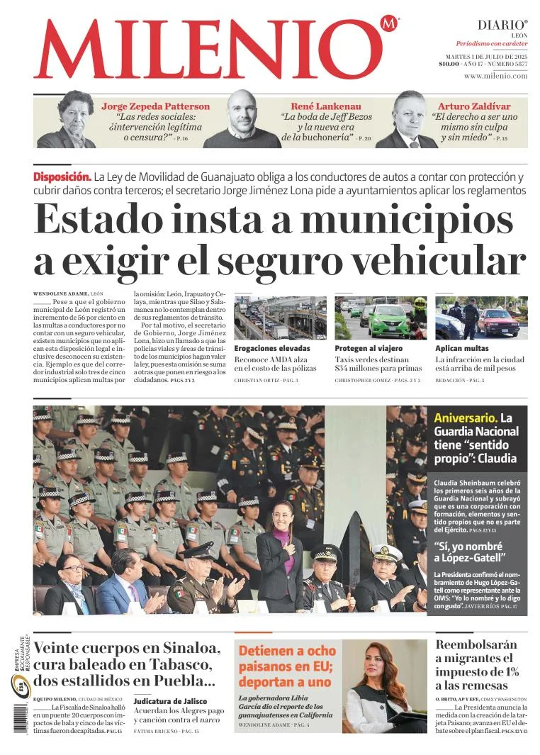 Portada de Milenio Leon del martes, 1 de julio de 2025
