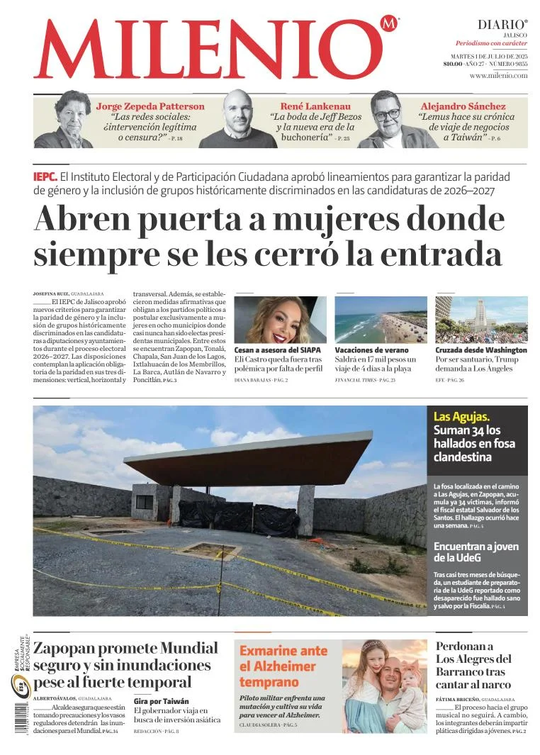 Portada de Milenio Jalisco del martes, 1 de julio de 2025