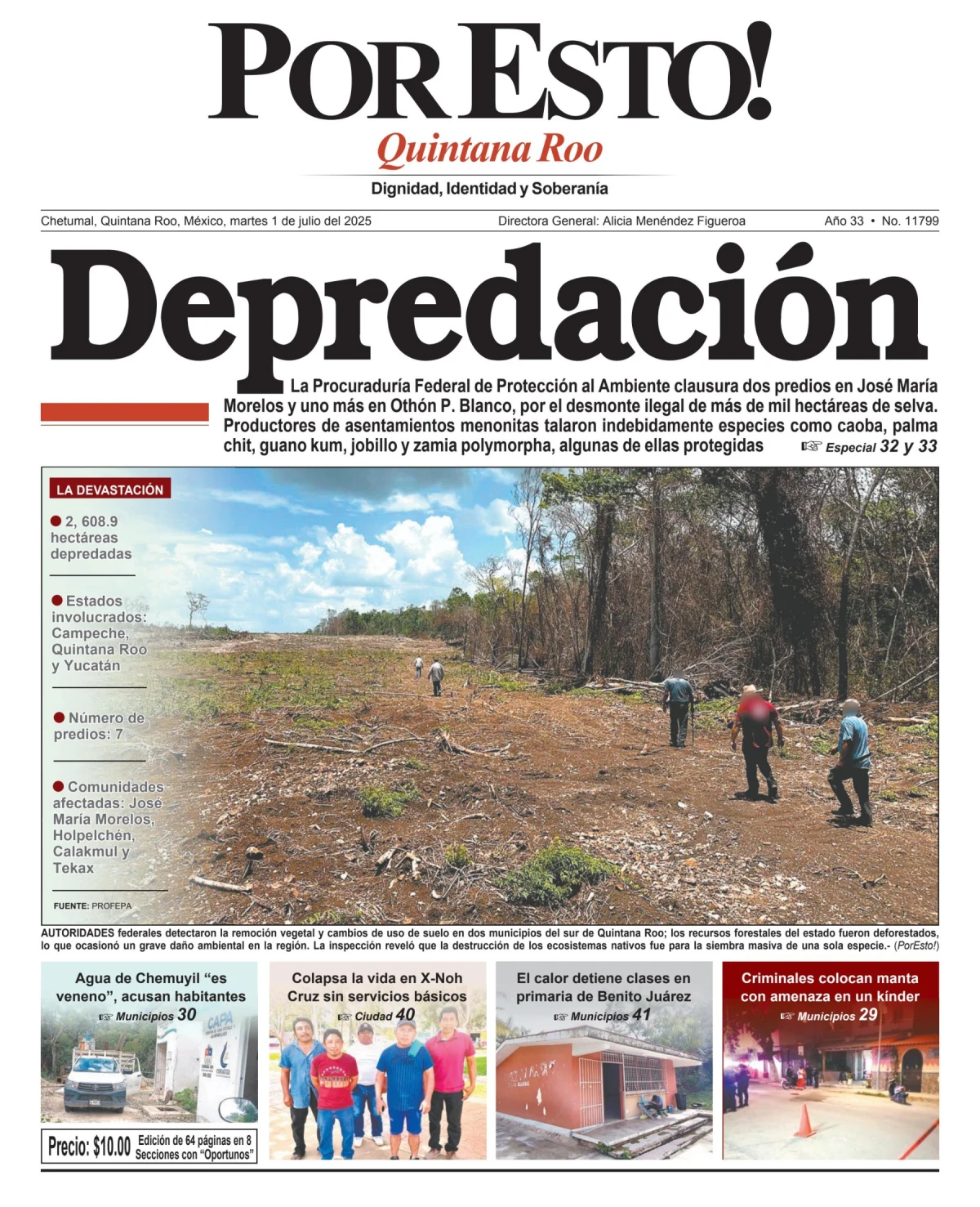 Portada de Por Esto (quintana Roo Chetumal) del martes, 1 de julio de 2025