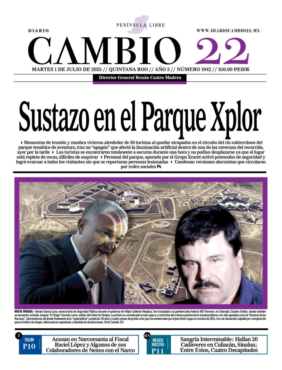 Portada de Diario Cambio 22 del 2025-07-01