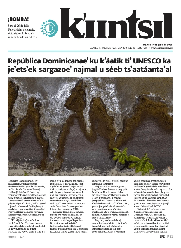 Portada de La Jornada - Kiintsil del martes, 1 de julio de 2025