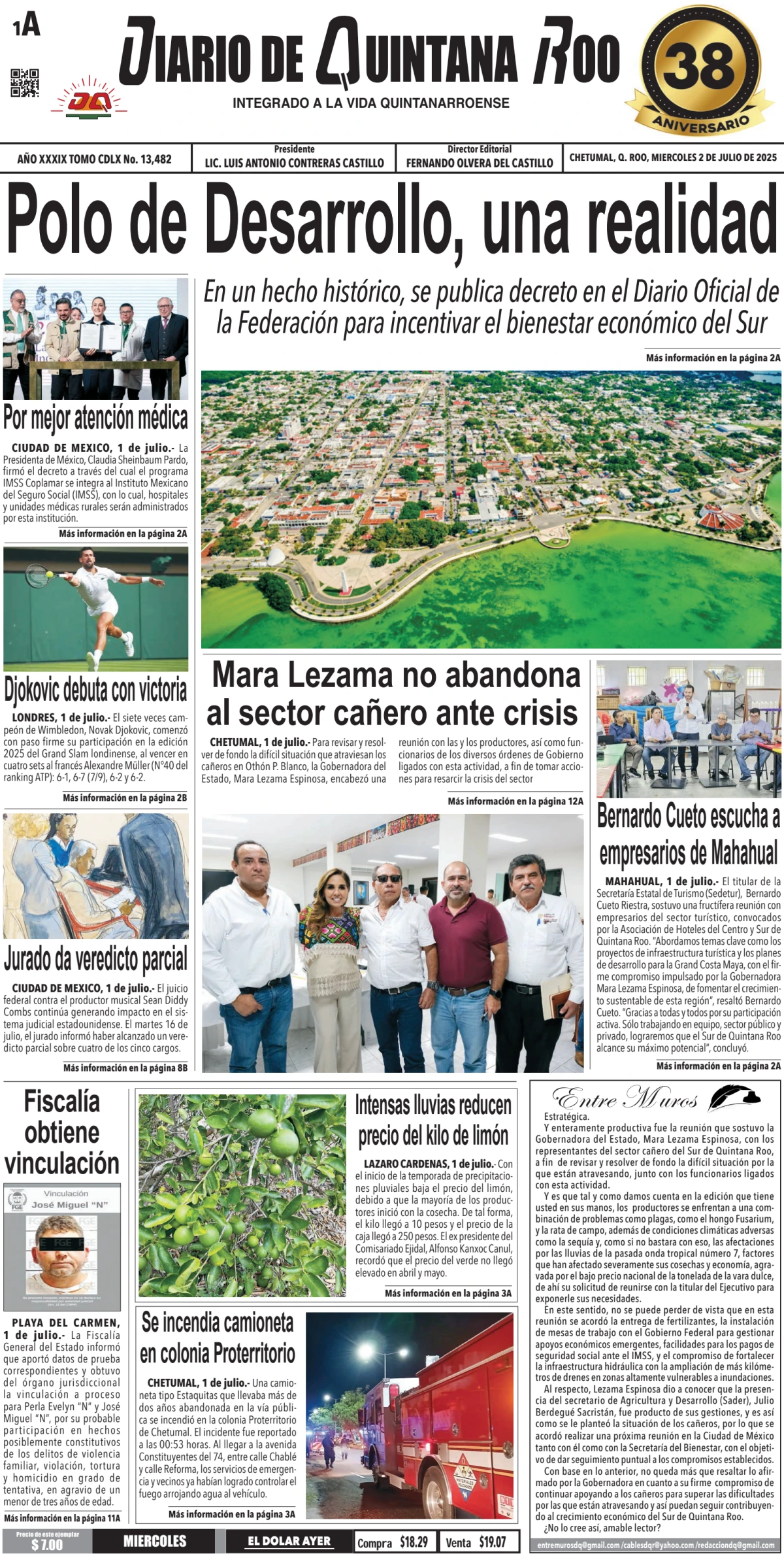 Portada de Diario de Quintana Roo (portada)