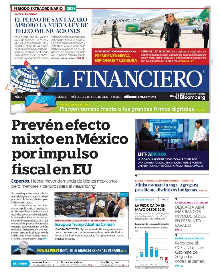 Portada de El Financiero
