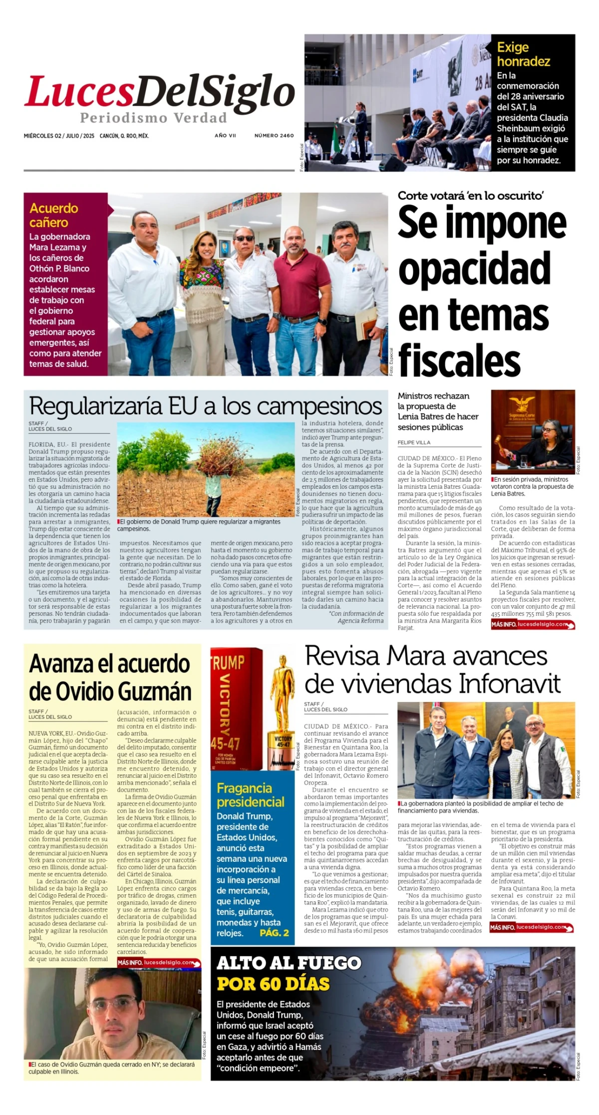 Portada de Luces del Siglo del miércoles, 2 de julio de 2025