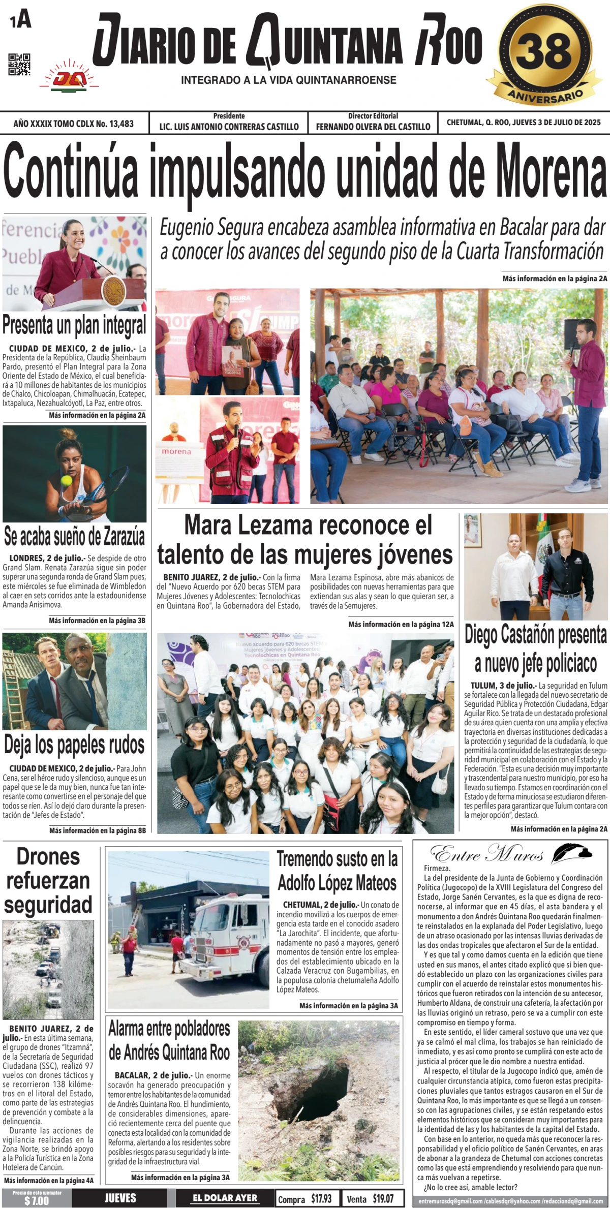 Portada de Diario de Quintana Roo (portada)
