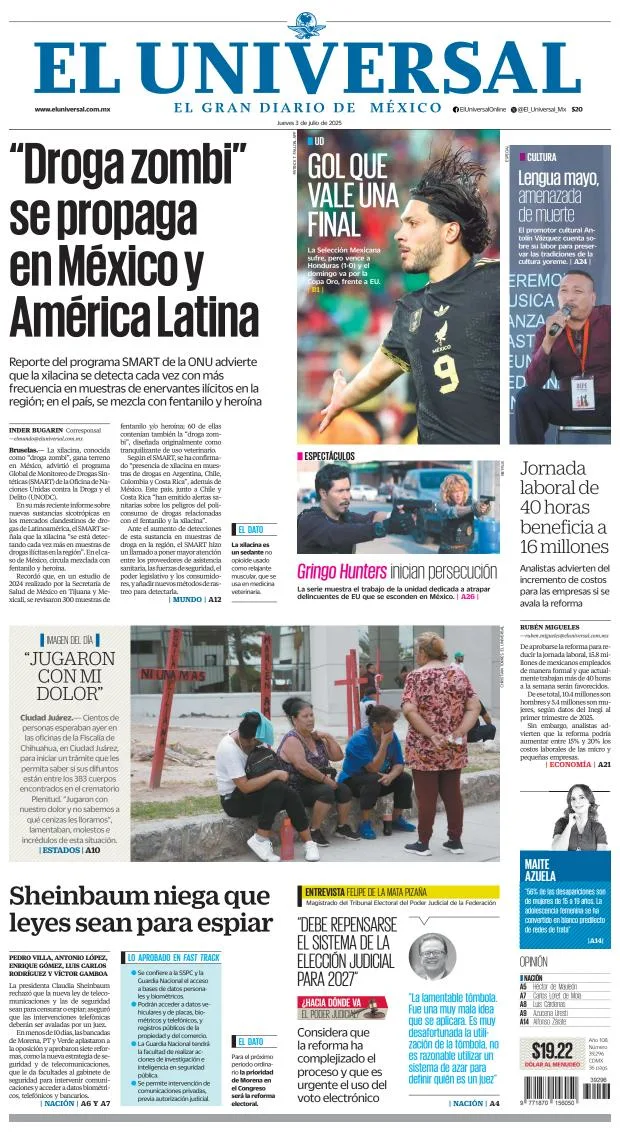 Portada de El Universal