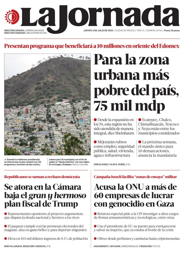 Portada de La Jornada