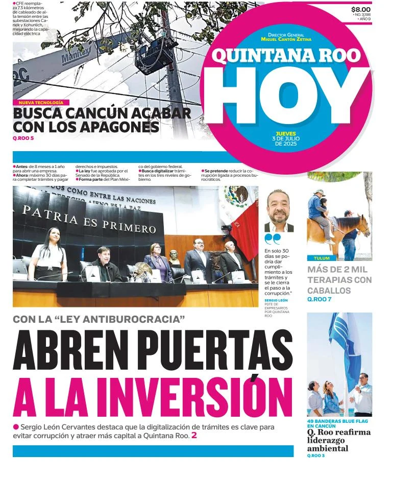 Portada de Quintana Roo Hoy del 2025-07-03