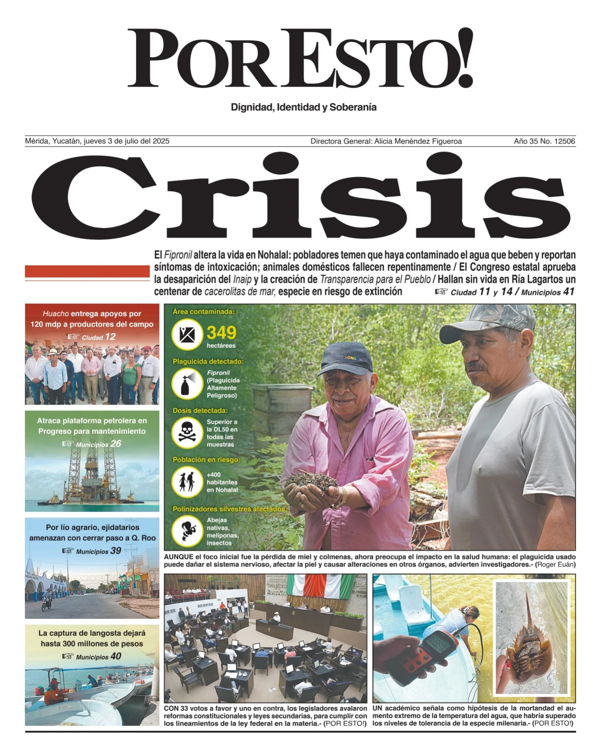 Portada de Por Esto (merida, Yucatan) del jueves, 3 de julio de 2025