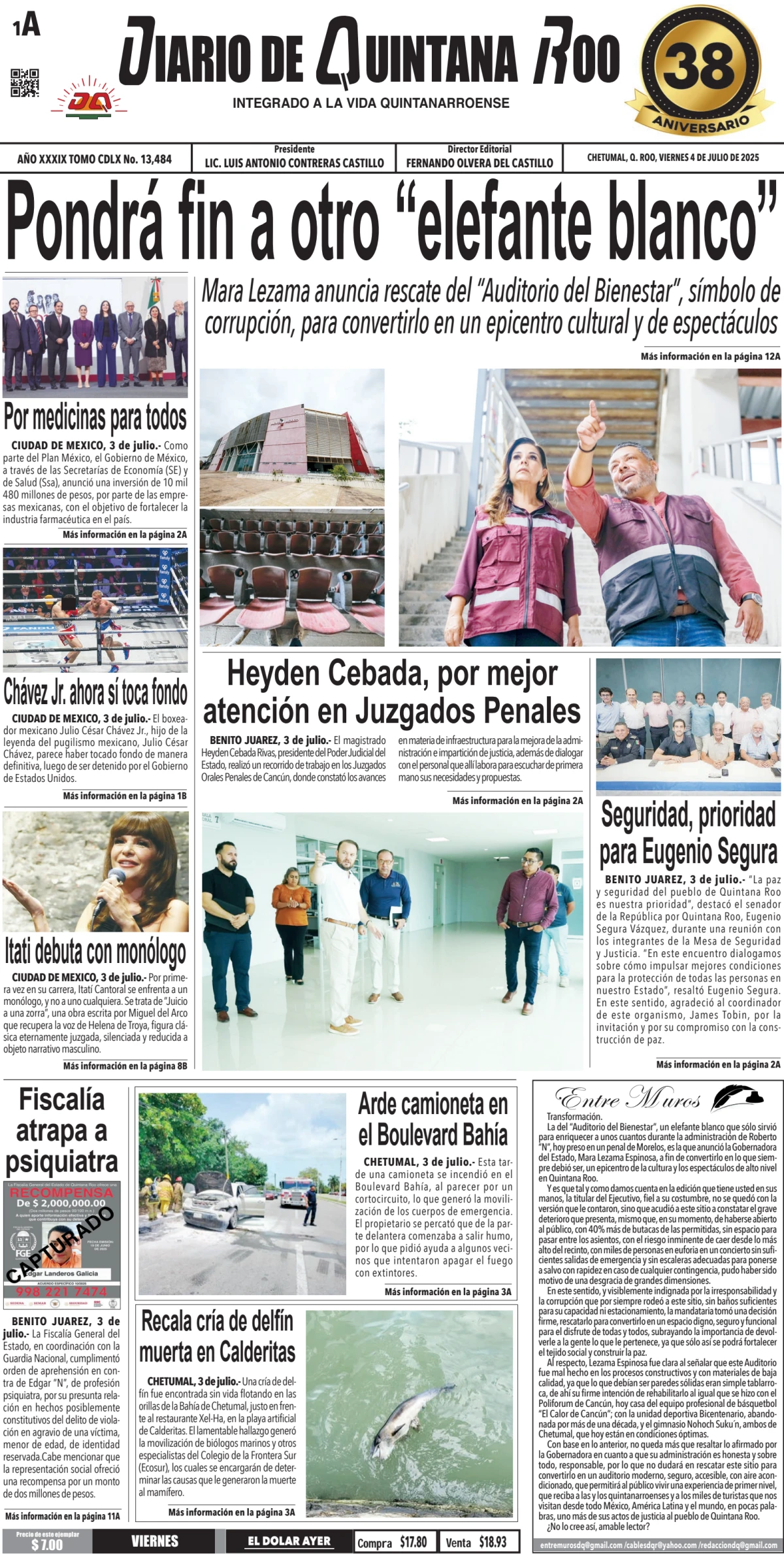 Portada de Diario de Quintana Roo (portada)
