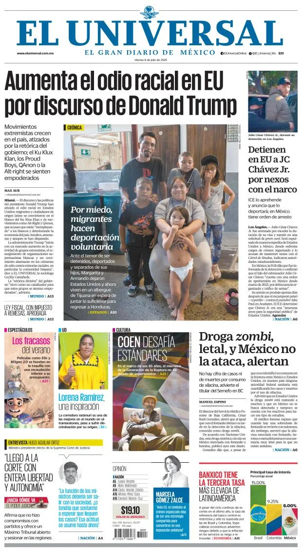Portada de El Universal