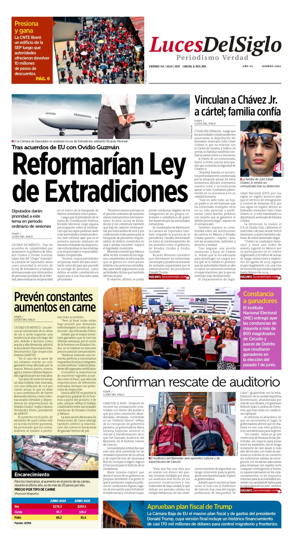 Portada de Luces del Siglo del viernes, 4 de julio de 2025