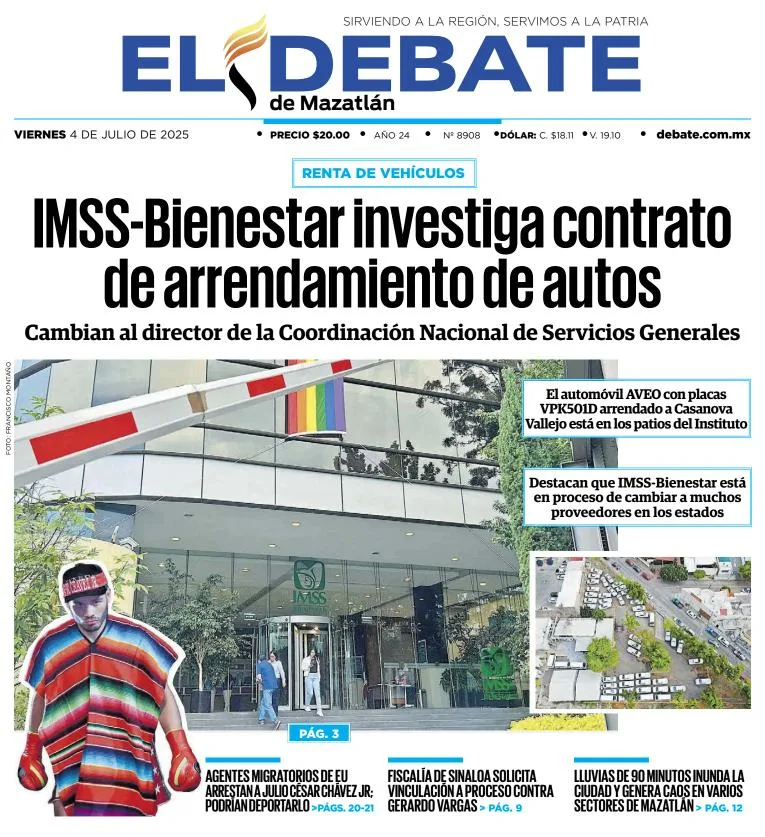 Portada de El Debate de Mazatlan del viernes, 4 de julio de 2025