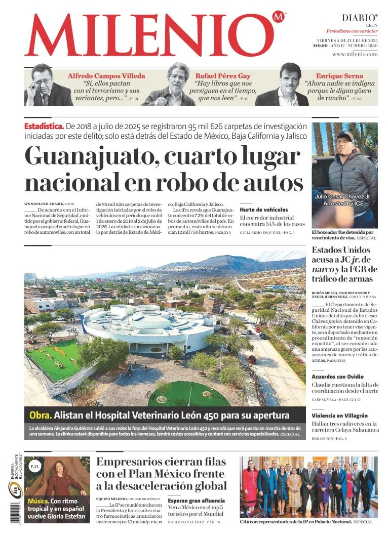 Portada de Milenio Leon del viernes, 4 de julio de 2025