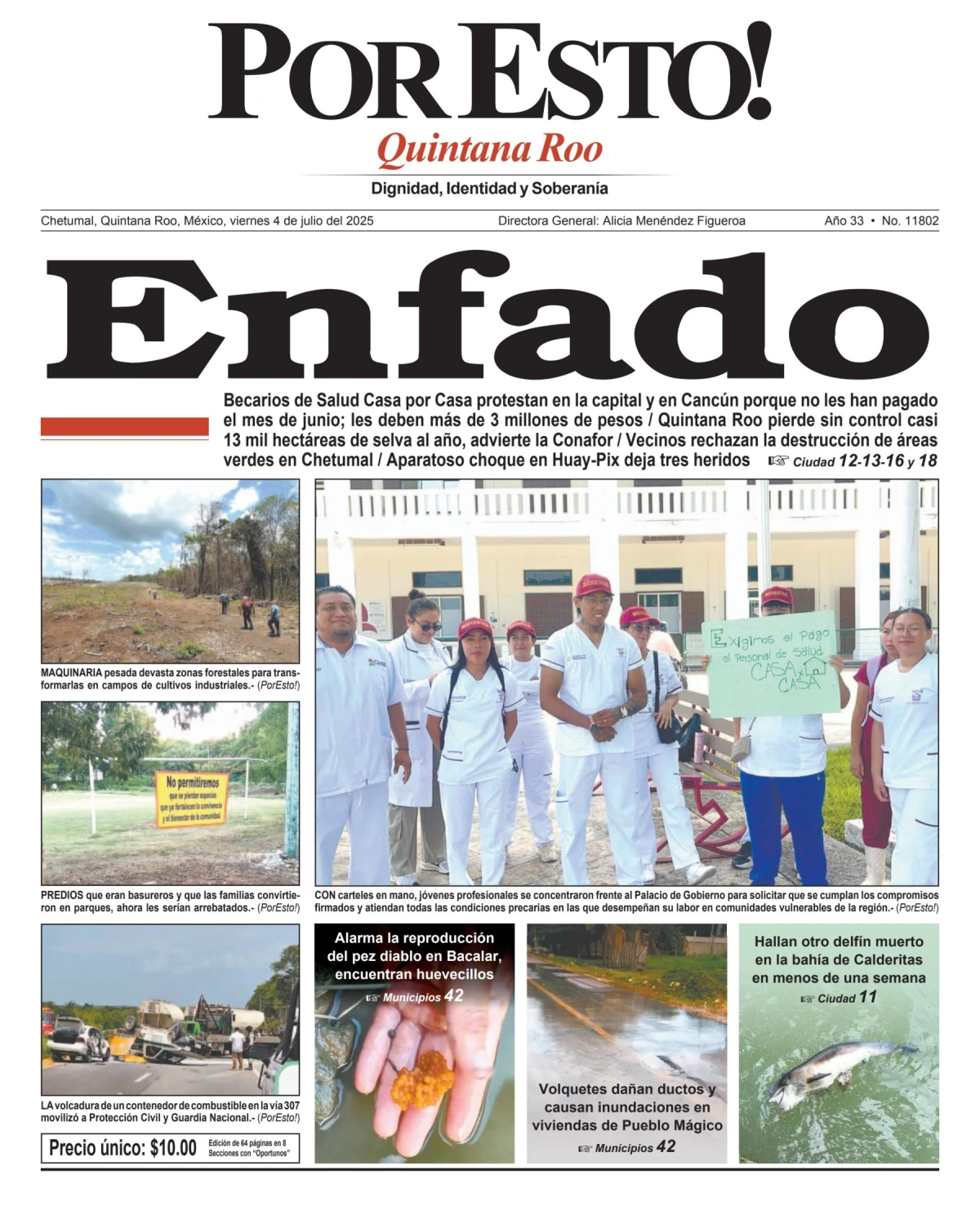 Portada de Por Esto (quintana Roo Chetumal) del viernes, 4 de julio de 2025